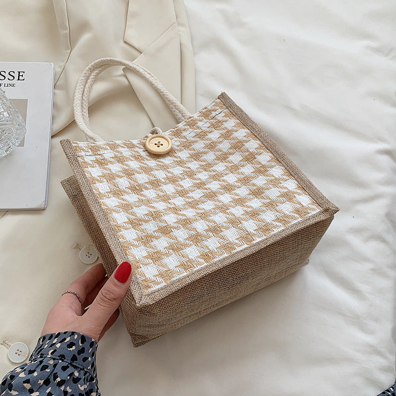 Hahnentrittmuster Canvas Tote Bag