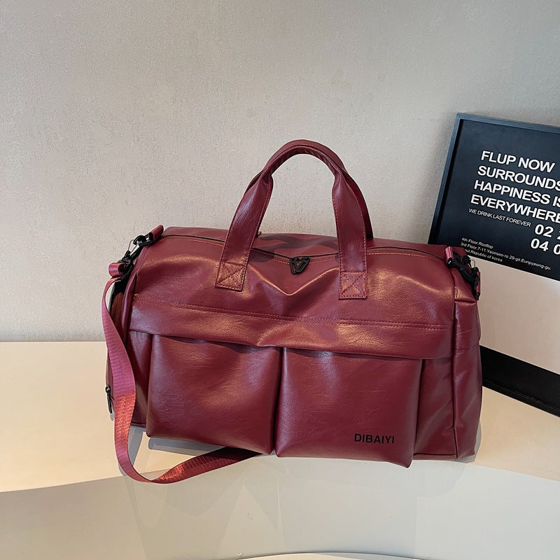 Stylische Leder Sport Duffel Tasche