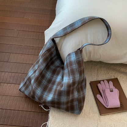 Lässige Karierte Schultertasche