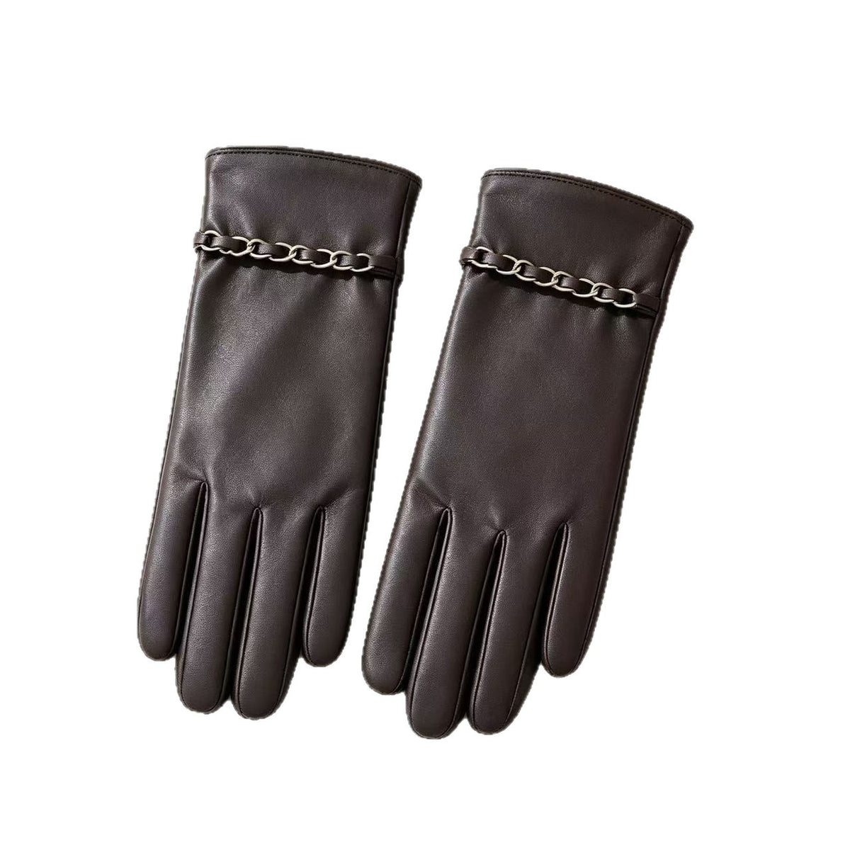 Chic Lederhandschuhe mit Kettendetails Brehn