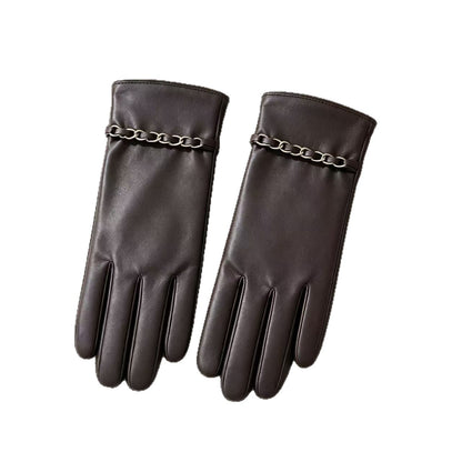 Chic Lederhandschuhe mit Kettendetails Brehn