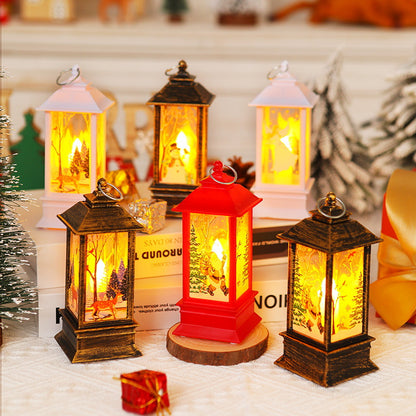 Nostalgische LED Weihnachtslaterne mit beweglichem Santa-Motiv Brehn