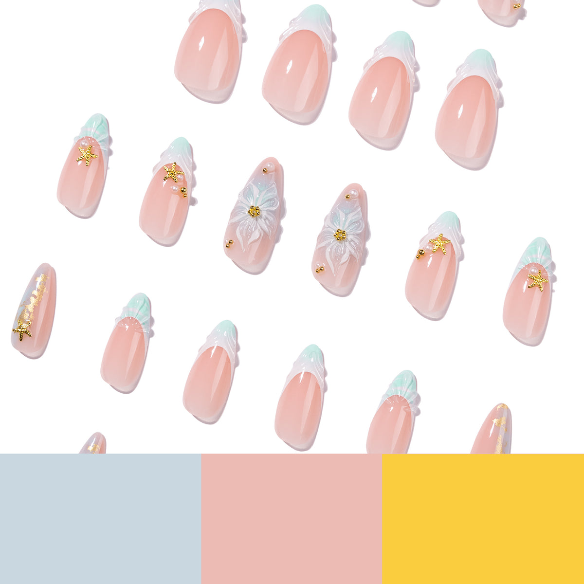 Kunstvolle Stiletto-Nägel mit floralen und glamourösen Akzenten Brehn