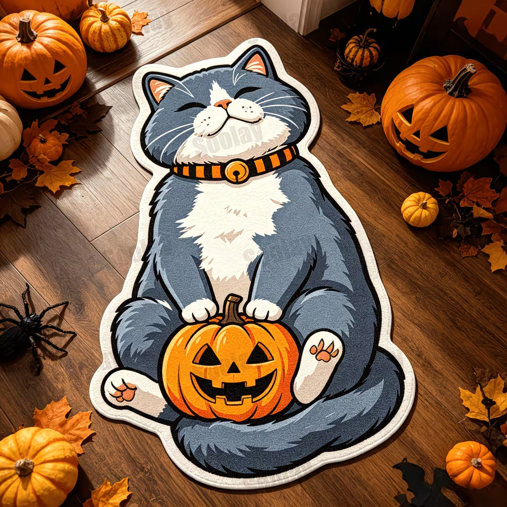 Halloween-Katzen-Themen-Plüsch-Teppich