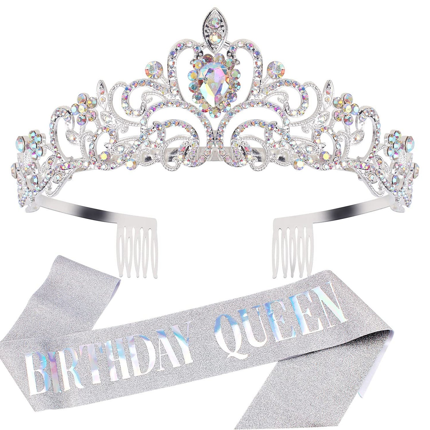 Damen Festliche Tiara mit schimmernden Strasssteinen Brehn