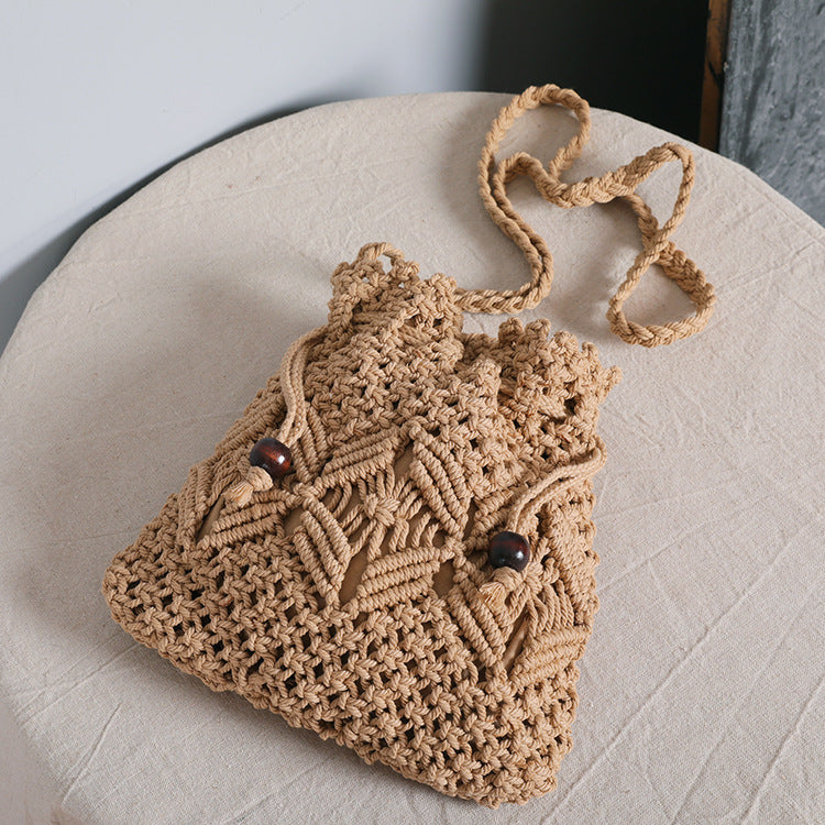 Makramee Tasche mit Verstellbarem Schulterriemen Brehn