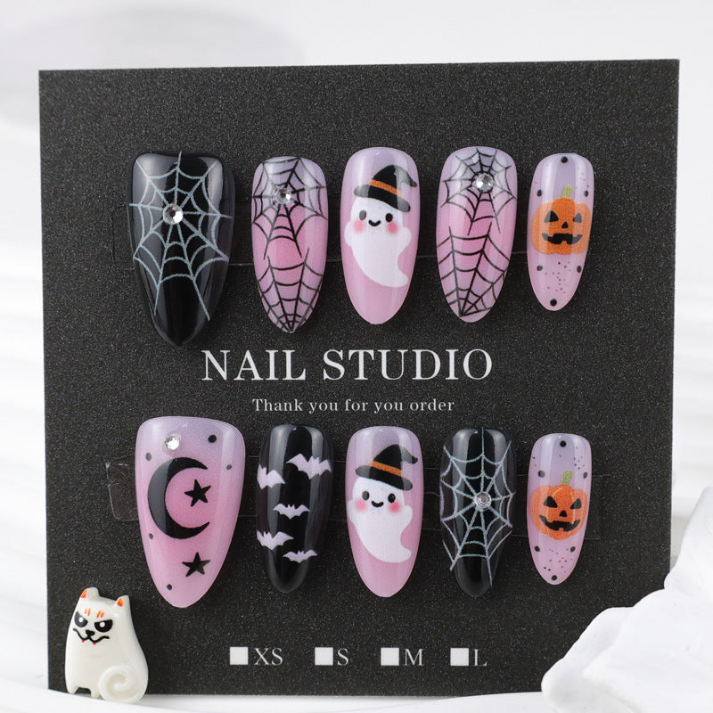 Halloween Kunstnagelset mit kreativen Geister- und Spinnenmotiven Brehn