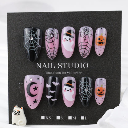 Halloween Kunstnagelset mit kreativen Geister- und Spinnenmotiven Brehn