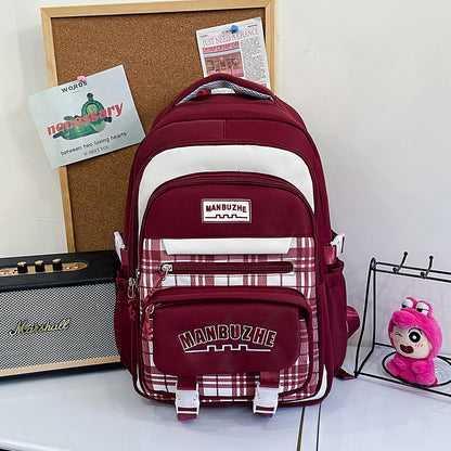 Lässiger kariert Muster Schulrucksack