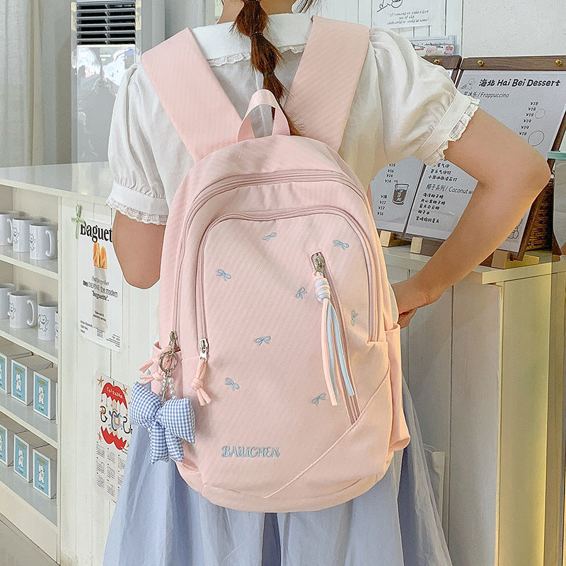 Stylische Bestickte Schleifenakzent Freizeit-Rucksack Brehn