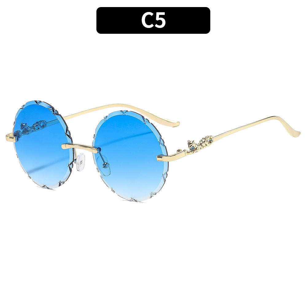 Vintage-inspirierte runde Blumen-Sonnenbrille