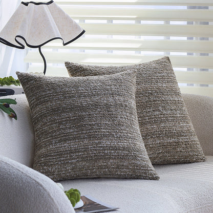 Quadratischer Kissenbezug aus weicher Chenille-Bouclé mit gerippter Textur Brehn