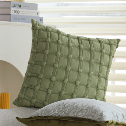 Quadratischer Jacquard-Kissenbezug mit fotorealistischem Baumrelief und samtiger Keder Brehn