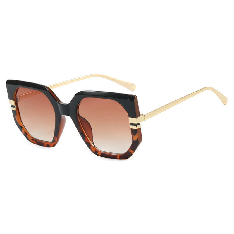 Damen geometrische Sonnenbrille mit luxuriösem goldenen Rahmen und polarisierenden Gläsern Brehn