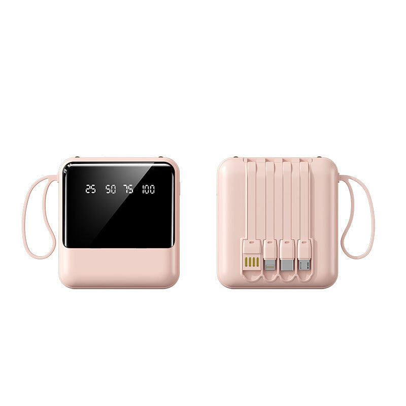 Tragbare Powerbank mit LED-Statusanzeige und integriertem Kabelsystem Brehn