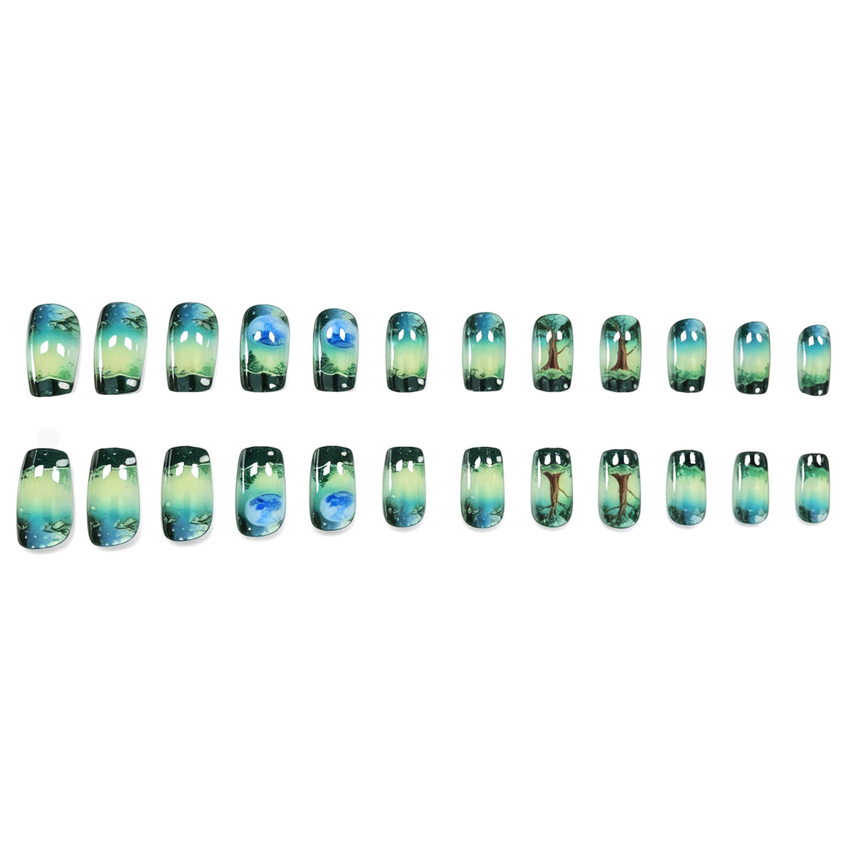 Künstlerisch von der Natur inspirierte Nagelkunsterweiterungen Brehn