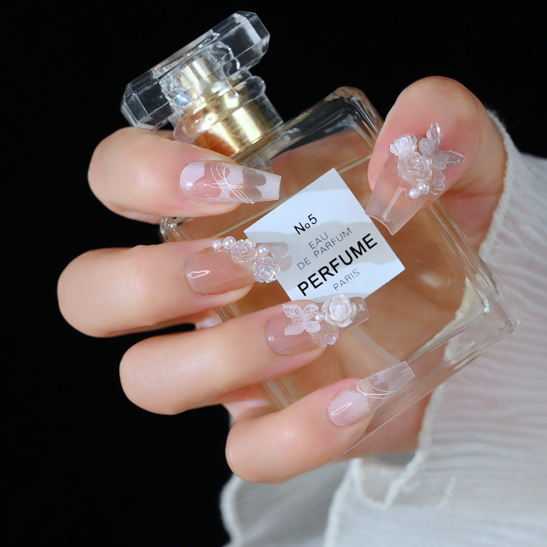 Eleganter Floral Press-On Nagelset Brehn