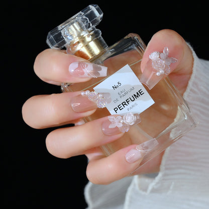 Eleganter Floral Press-On Nagelset Brehn