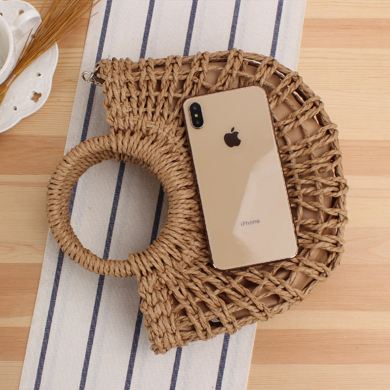 Handtasche Aus Handgearbeitetem Makramee mit Rundem Griff Brehn