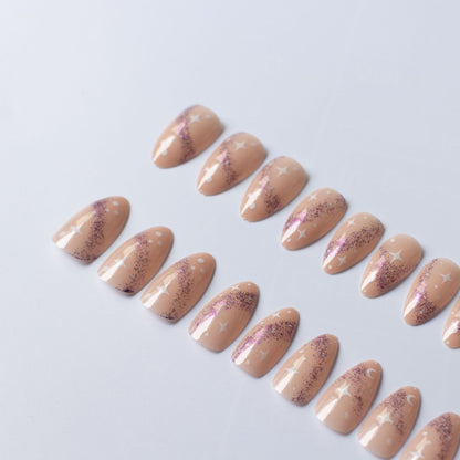 Glitzerndes Sternen Stiletto Nagelkunst Set
