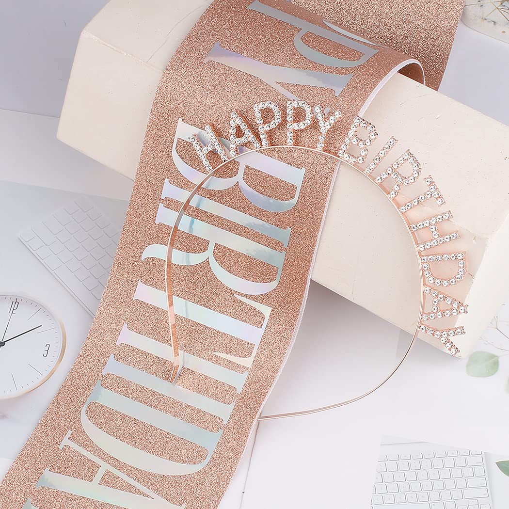 Damen Glitzernder Haarreif mit "Happy Birthday" Aufschrift Brehn