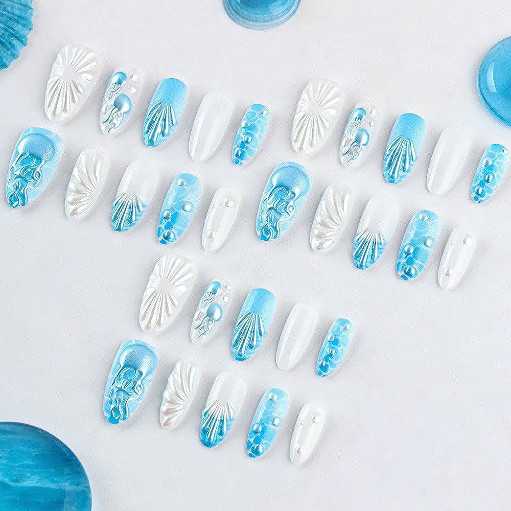 Künstlerisch von Muscheln inspiriertes Nagelkunst-Set Brehn
