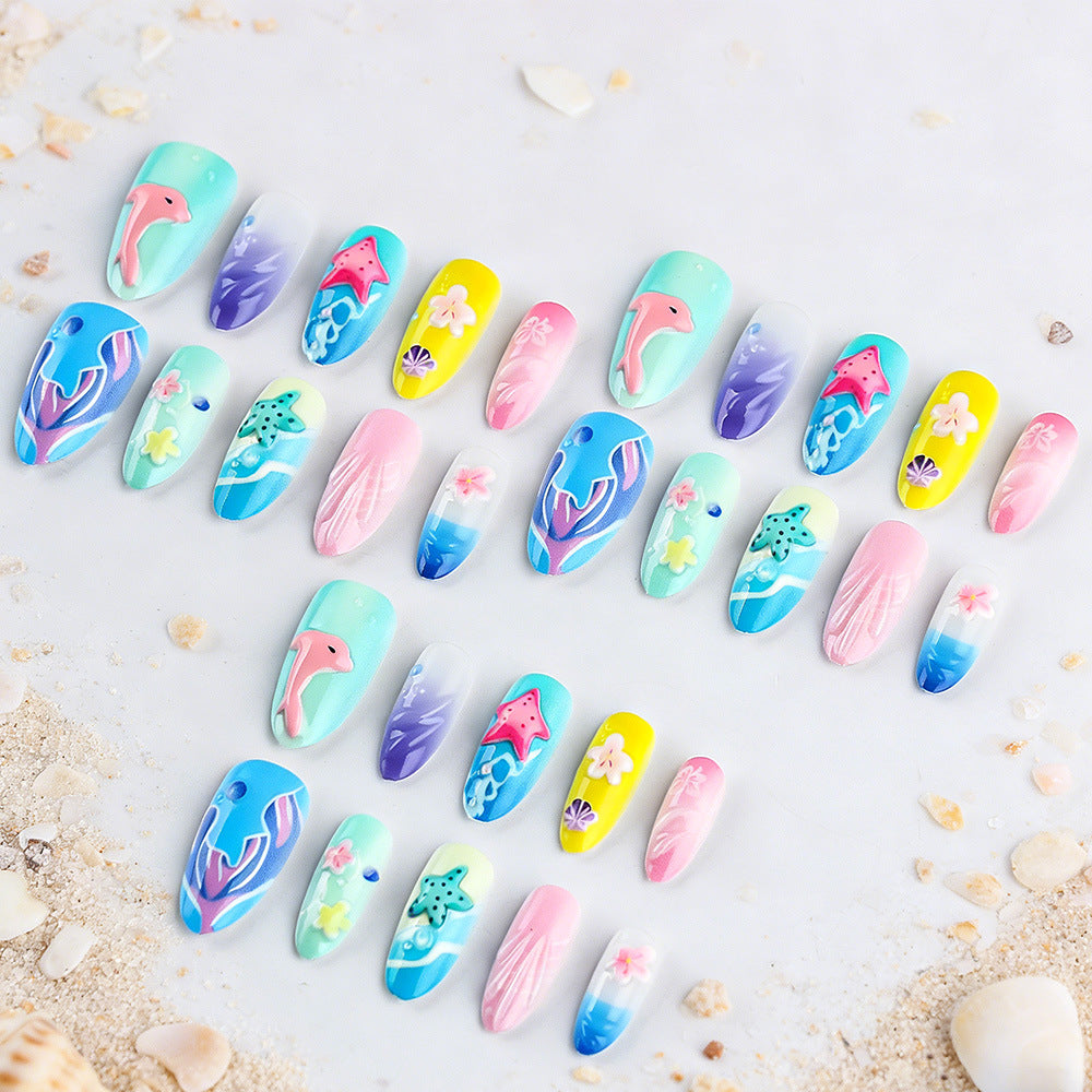 3D Strandthemen Press-On Nagelkunst Brehn