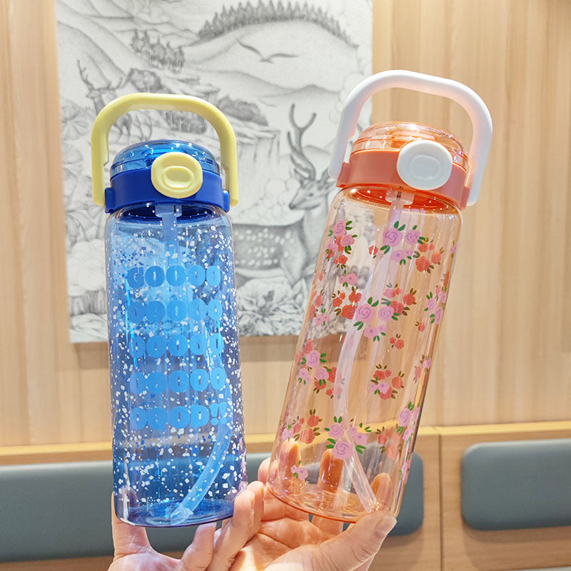 Damen Trinkflasche mit auslaufsicherem Deckel und integriertem Strohhalm Brehn