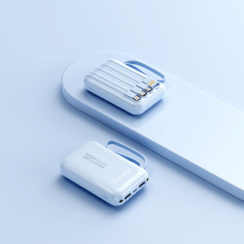 Praktische Powerbank mit kabelloser Schnellladefunktion und integriertem Kabelsystem Brehn