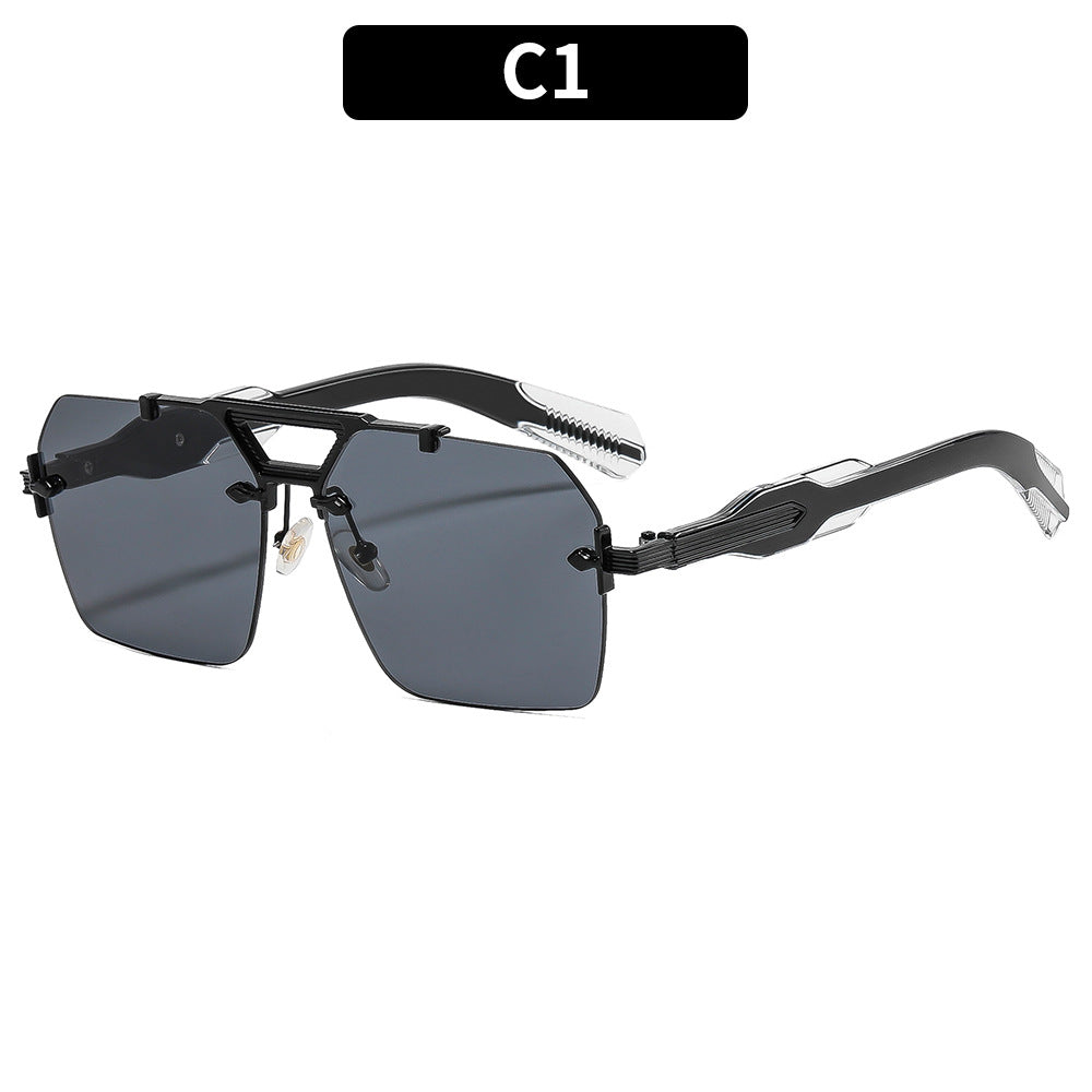 Geometrische Piloten Sonnenbrille mit einzigartigen Akzentdetails