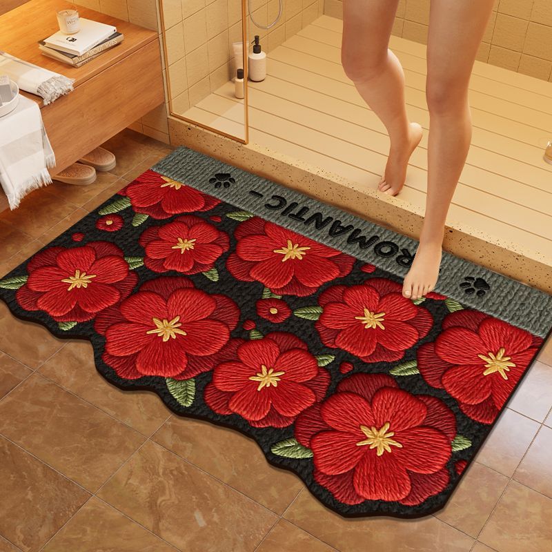 Florales besticktes Badezimmermatte Brehn