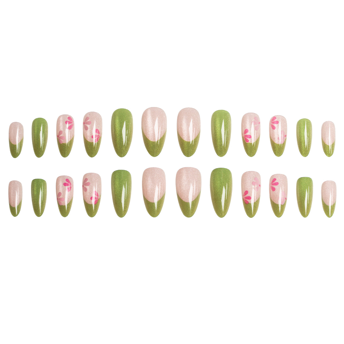 Künstlerisches Floral Druck-auf-Nageldesign