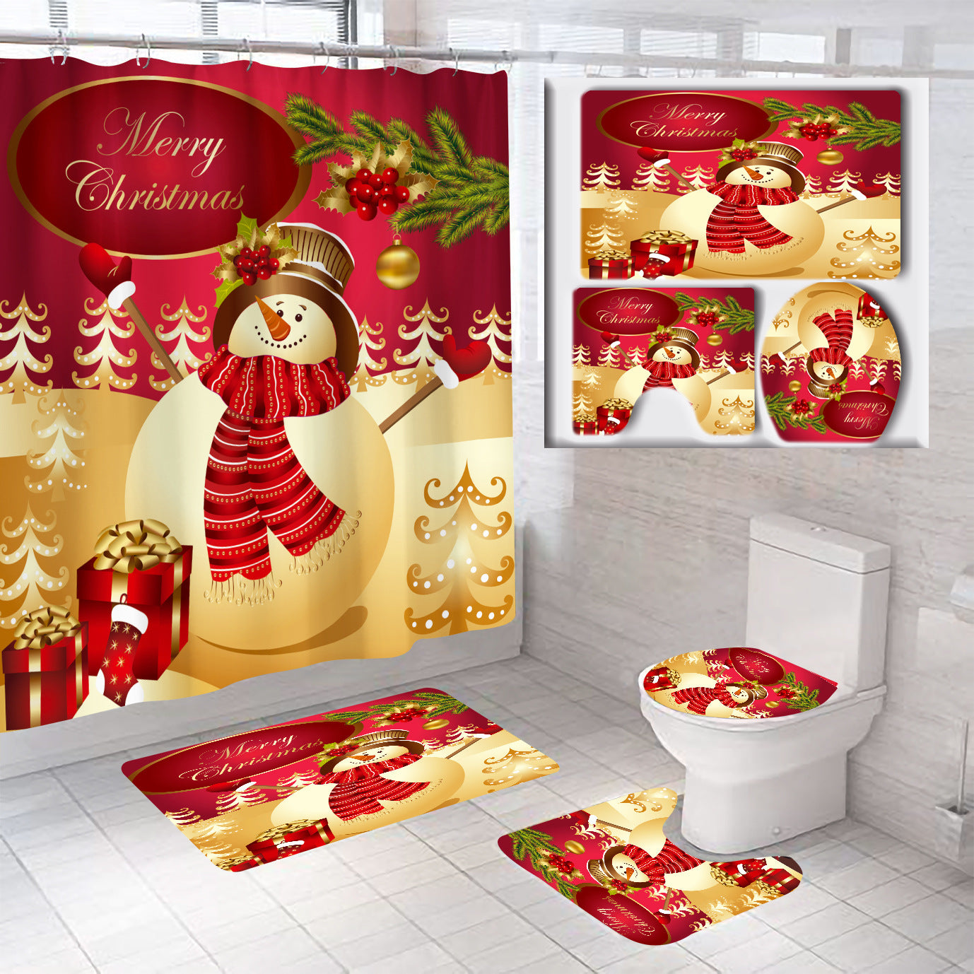 Weihnachtliches Badezimmer-Set Brehn