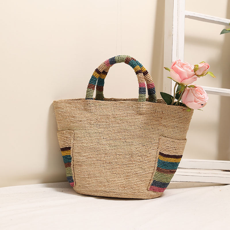 Damen Handgeknüpfte Strandtasche mit bunten Akzenten Brehn