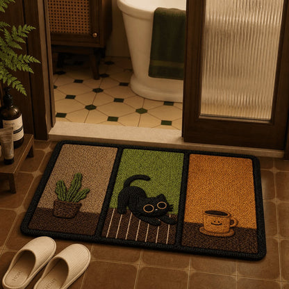 Gemütlicher katzenmotivierter Badezimmerteppich