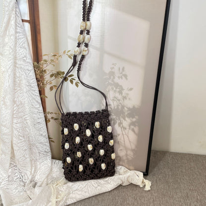 Handgeknüpfte Umhängetasche mit Muscheln Brehn