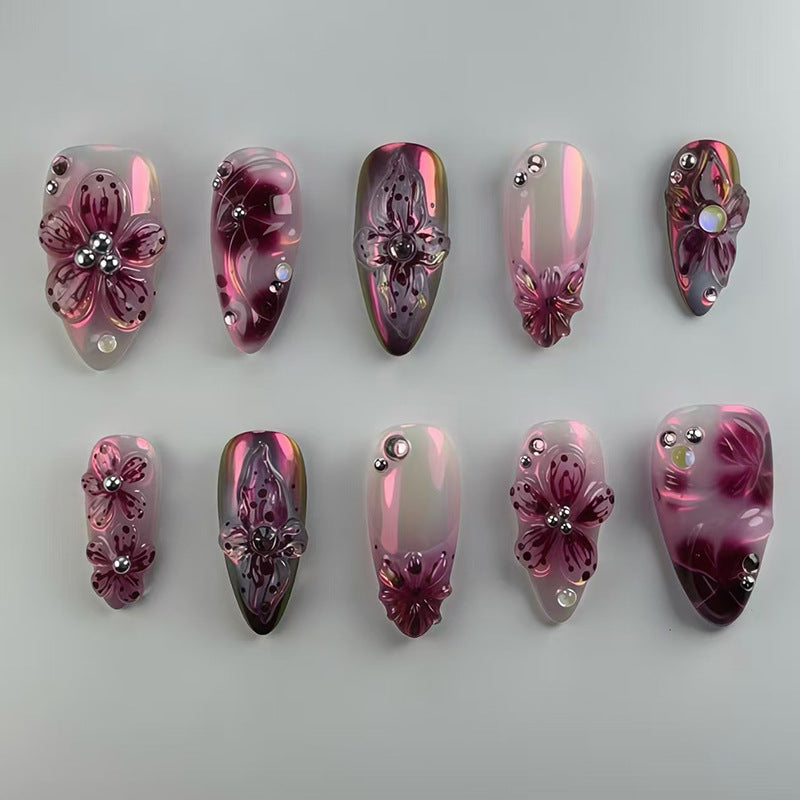 Floral 3D Press-On Nagelset Brehn
