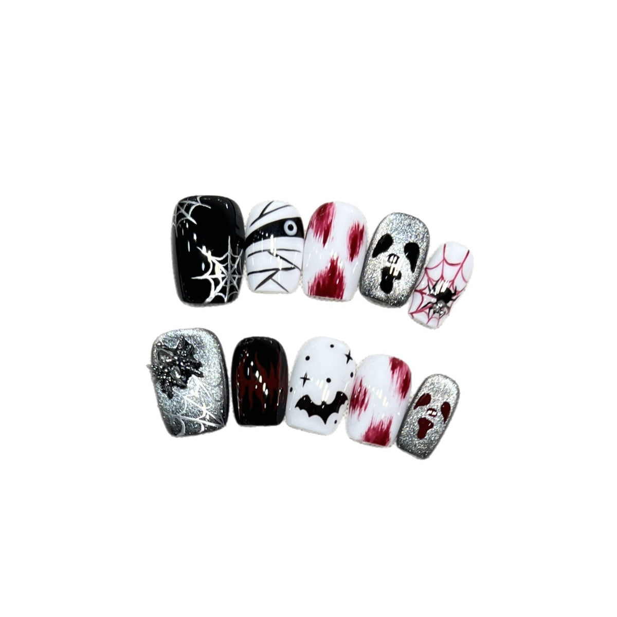 Künstlerisches Halloween Press-On Nagelkunstset Brehn