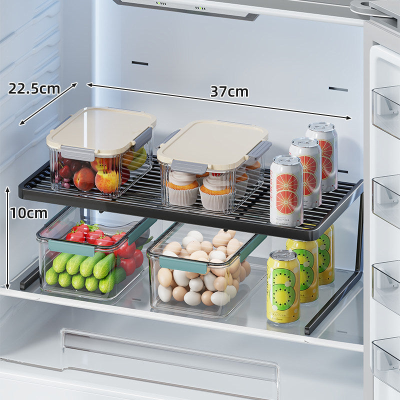 Doppelschicht Kühlschrank Regal Organizer Rack mit lamellierter Oberseite