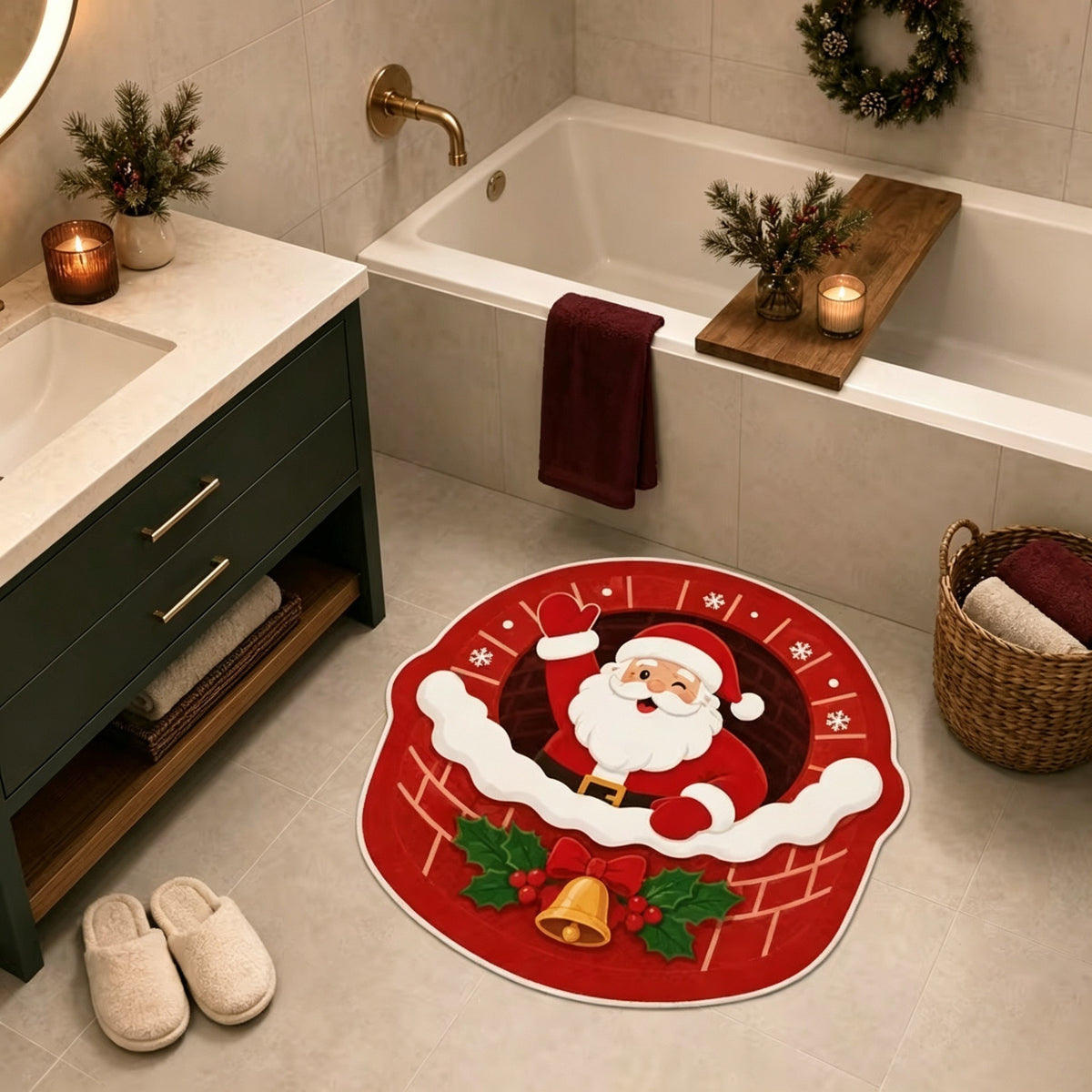 Weihnachtsmann-förmige Fußmatte für den Hauseingang