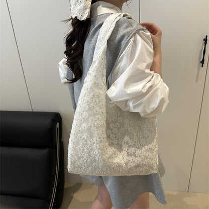 Elegante floral bestickte Einkaufstasche Brehn