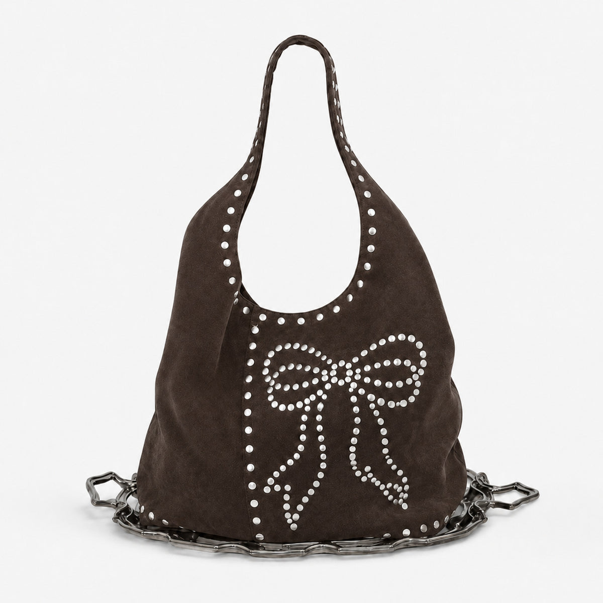 Dekorative Nieten Wildleder Hobo Tasche