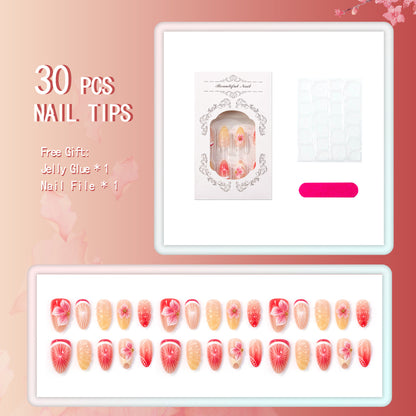 Künstlerisches Floral Press-On Nagelkunst Set 1790738549