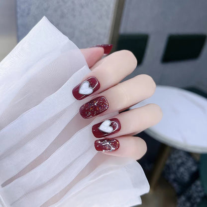 Glamouröses Herzdesign Druck-Nägel Brehn