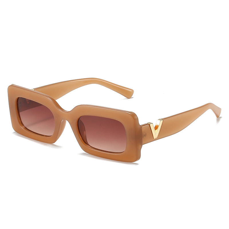 Damen modische quadratische Sonnenbrille mit stilvollem Metallbesatz Brehn