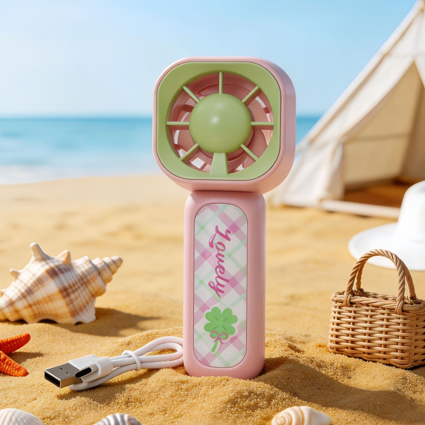 Damen tragbarer Mini-Ventilator mit süßem Tierdesign und USB-Ladefunktion Brehn