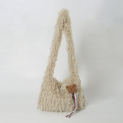 Fluffige Fransenschultertasche