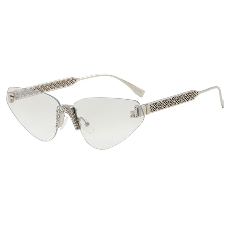 Damen Designer Katzenaugen-Sonnenbrille mit funkelndem Strass-Besatz Brehn