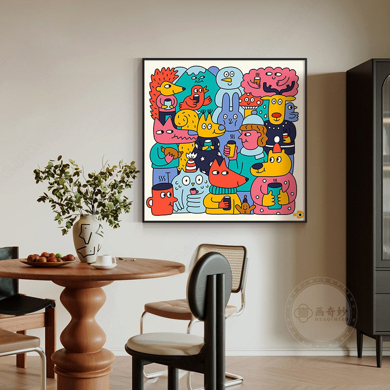 Buntes Cartoon-Leinwandkunst