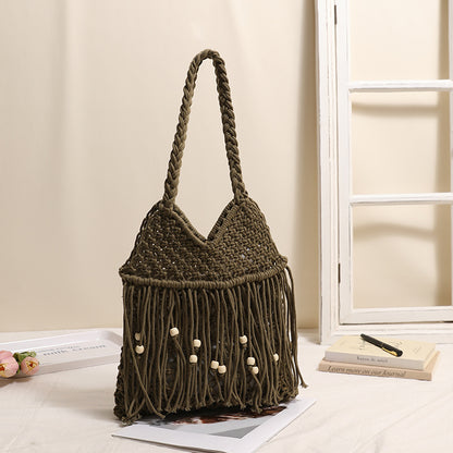 Gehäkelte Strandtasche mit Fransigen Details Brehn